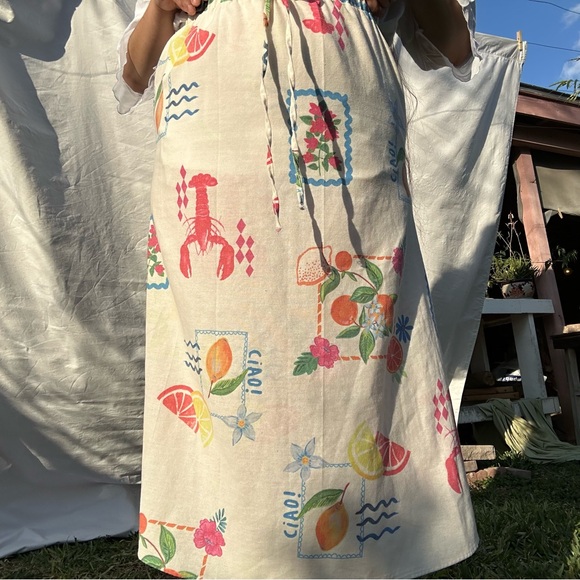 Fruit and lobster linen skirt - Picture 2 of 8